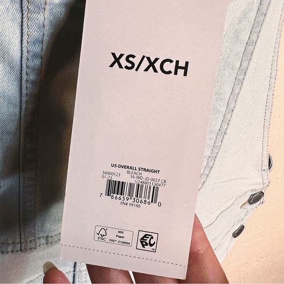 Jordache Light Bleach Wash Overalls Womens XS Cropped Straight Leg Stretch NWT - Picture 10 of 11